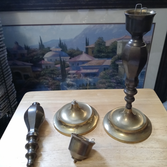 🎋🏰 2 VINTAGE HOSLEY SOLID BRASS 🏘🥀🚜🎣🚂🌉 - Picture 5 of 11
